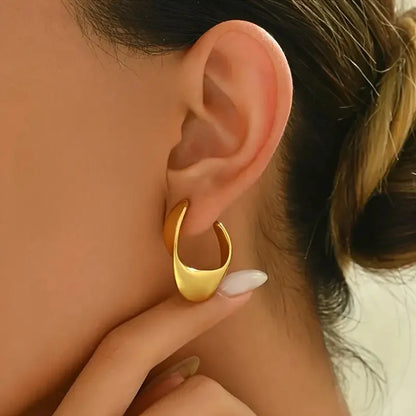 Chunky Golden Stainless Steel Hoop Earrings