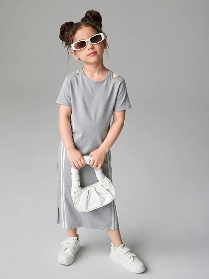 Comfy Casual Soft Breathable Short Sleeve Stripe Midi Dress