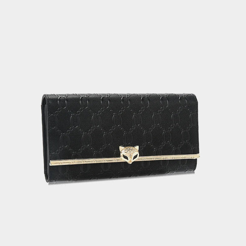 Split Leather Long Wallet Clutch Bag