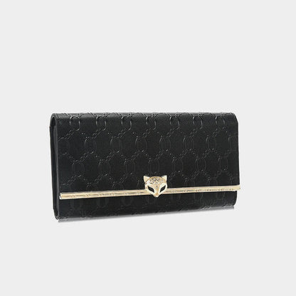 Split Leather Long Wallet Clutch Bag