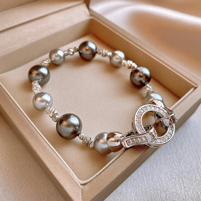 Elegant Imitation Pearl French Gray Pearls Bangles Light Round Beaded Bracelets
