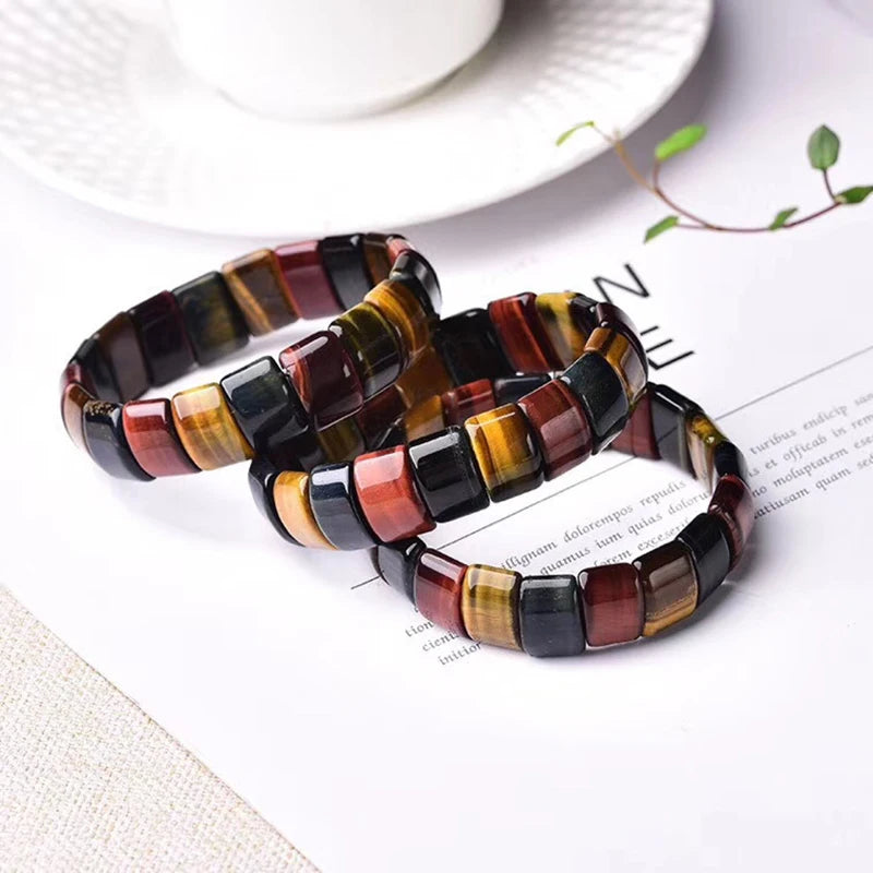 Colorful Tiger Eyes Natural Stone Beads Bangles & Bracelets Handmade Energy Bracelet