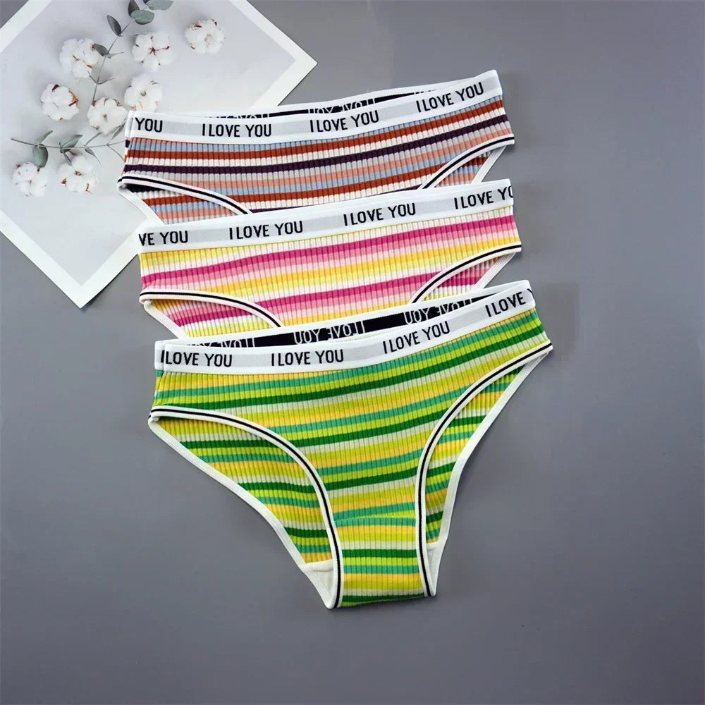 3PCS/Set Letter Printed Cotton Underwear Breathable Comfort Sexy Lingerie