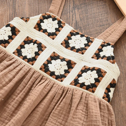 Bear Leader Girls Suit Summer Brown Retro Printed Plaid Camisole Set 3-7 Years Old
