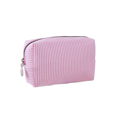 Cute Striped Canvas Pencil Case Small Travel Pouch with Zipper