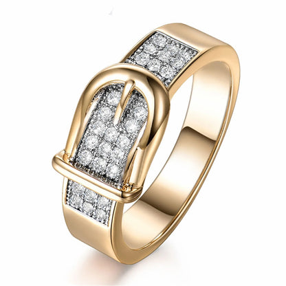 Belt Rings Creative Gold Silver Shiny Full Zircon Ring