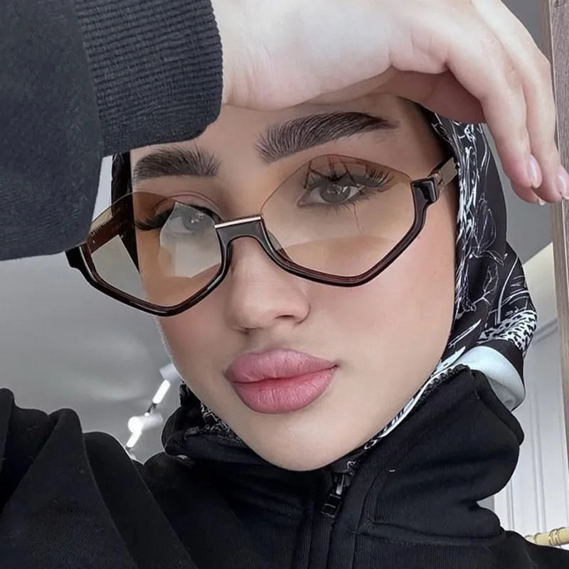 Diamond Half-Frame Polygonal Personalized Sunglasses