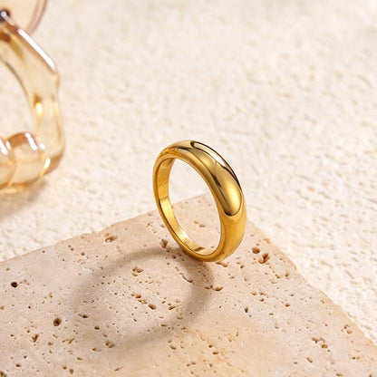 Luxury Stainless Steel 18K PVD Gold Plated Shiny Zircon Stackable Rings