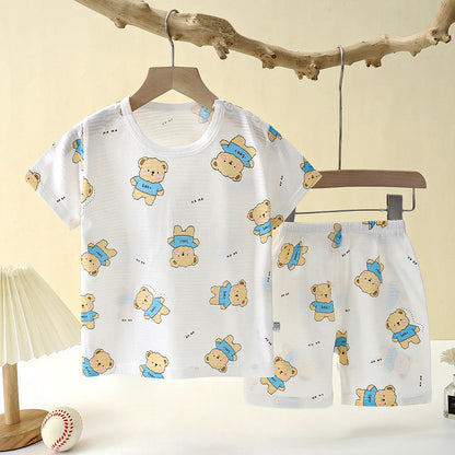 Cotton Cartoon Short Sleeve Pajama Set