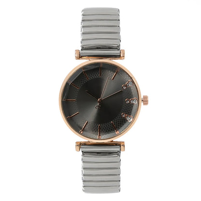 Luxury Treasure Blue Crystal Quartz Casual Stainless Steel Stretch Strap Watch