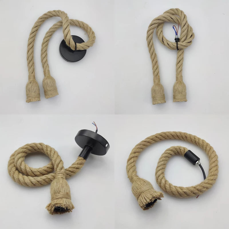 Vintage Hemp Rope Pendant Lights Attic