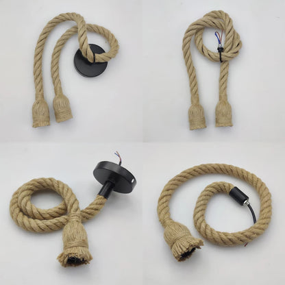 Vintage Hemp Rope Pendant Lights Attic