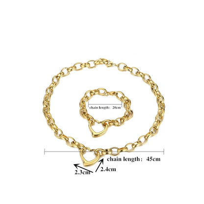Stainless steel heart pendant necklace set