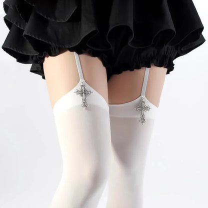 Cross Decoration Suspender Socks