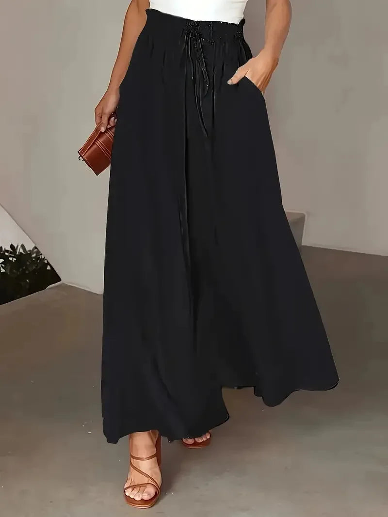 Bohemian Wide-Leg Polka Dot Print Long Skirt Pants