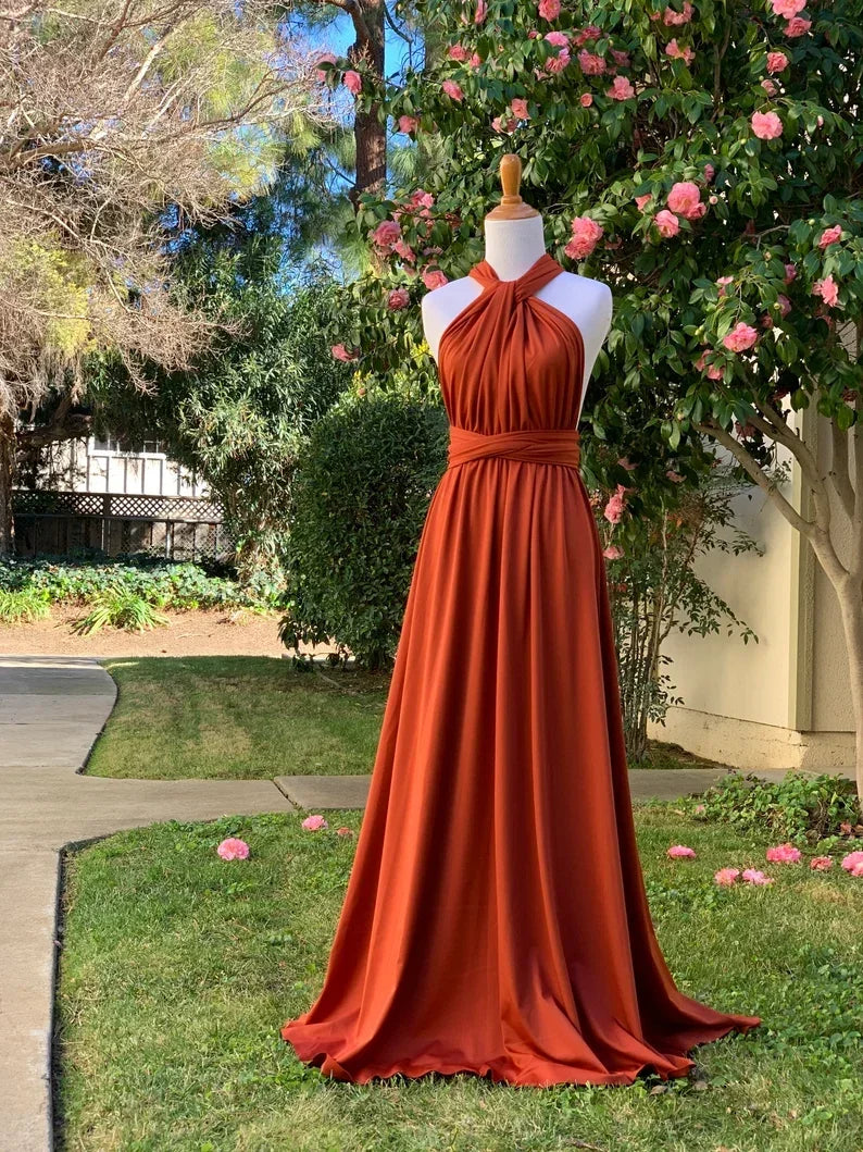 Rust Bridesmaid Dress Infinity Multiway Maxi Bridesmaid Dress