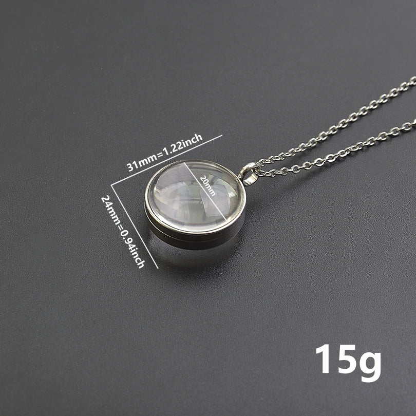 1Pc 10-45mm Round Memory Coin Bezel Locket Pendant Necklaces