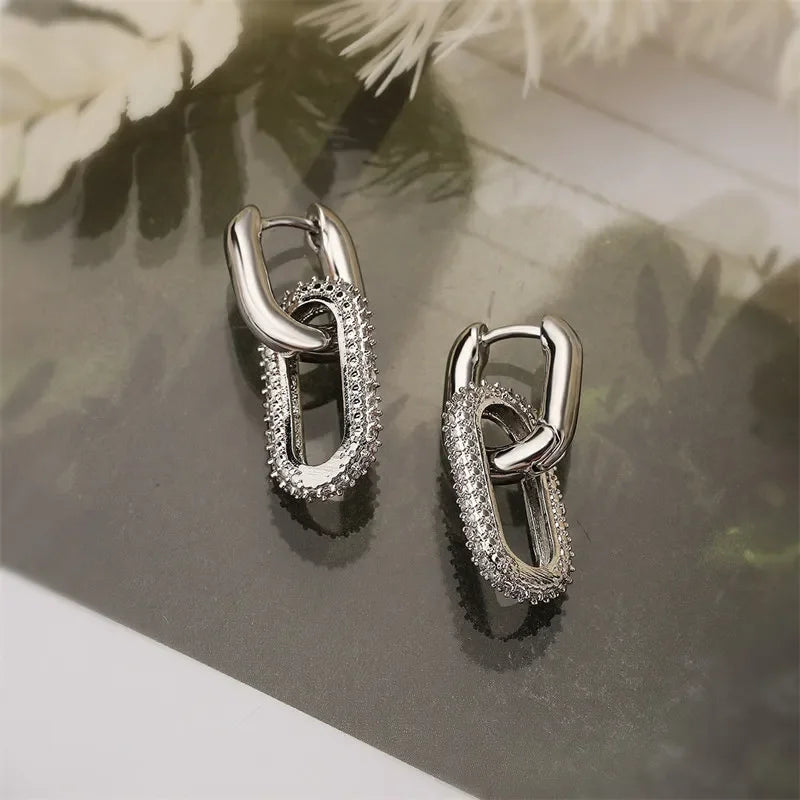 DANA Shiny Rhinestone Geometric Earrings