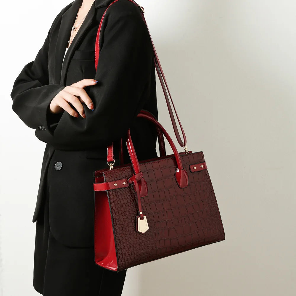 Retro Crossbody Crocodile Pattern Texture Bag Set
