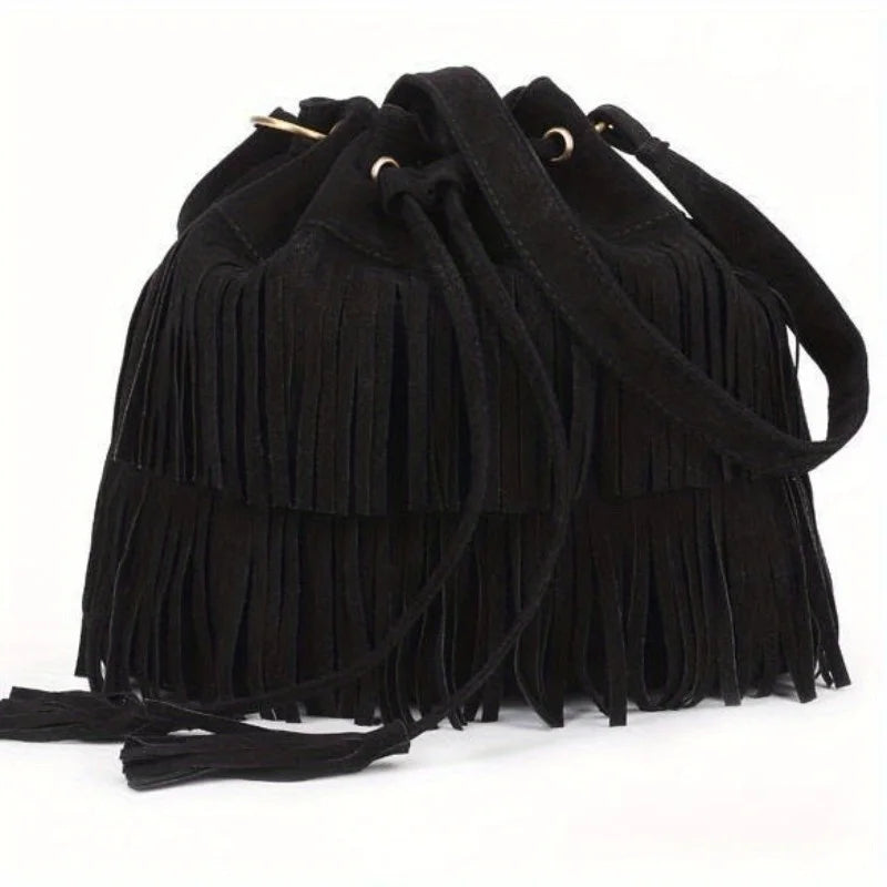 Soft Velvet Frosted Tassel Bag