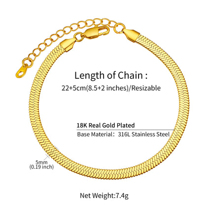 U7 Ankle Cuban Link Snake Figaro Bracelets