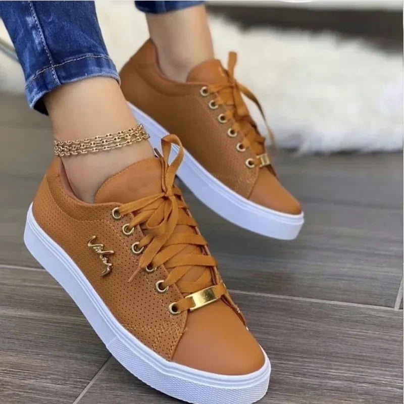 Retro Flat Non-Slip Vulcanized Jogging trainers Lace Up Walking Sneakers