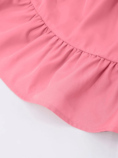 Spring And Summer Cute Elegant Off-Shoulder Lantern Sleeve Bow Solid Color Puff Dress