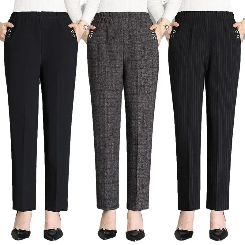 Thickened Fleece-Lined High-Waisted Casual Pants