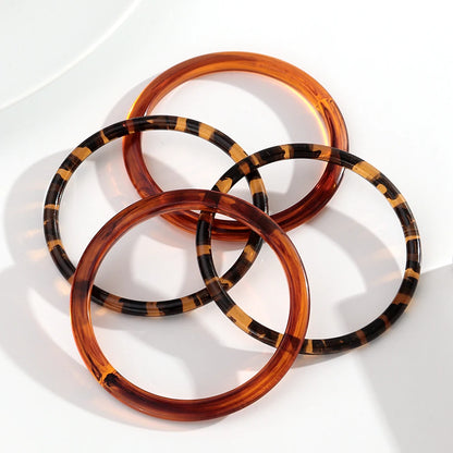 Leopard Thin Round Acrylic Bangles Resin Geometric Stackable Bracelets