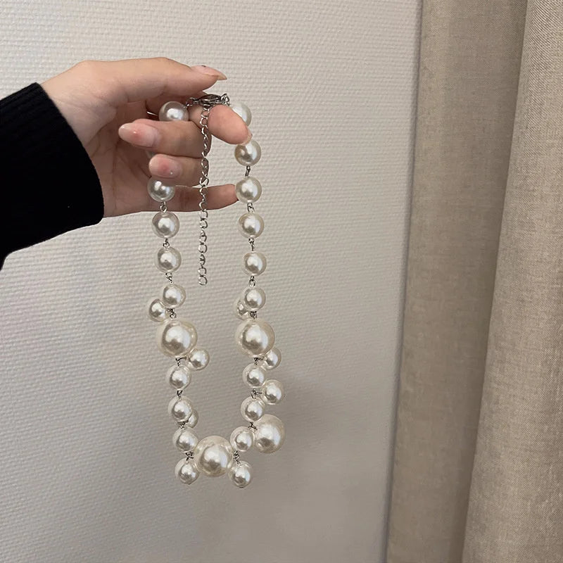 Vintage Hyperbole Bead Pearls Necklace Jewelry