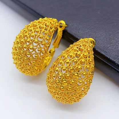 24K Gold Color Hoop Earrings