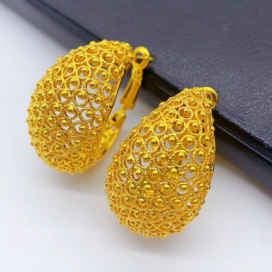 24K Gold Color Hoop Earrings