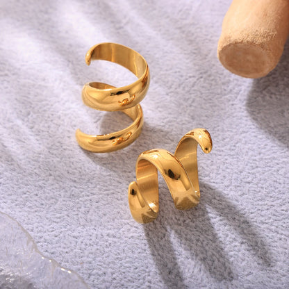 خواتم دائرية لامعة من الفولاذ المقاوم للصدأ من الذهب عيار 18 قيراطًا