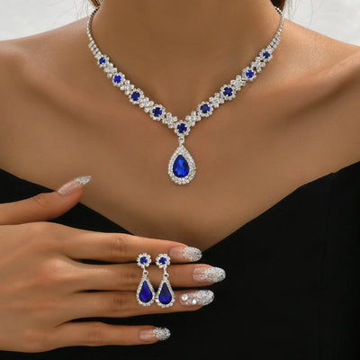 Copper Claw Chain Water Drop Necklace Jewelry Set