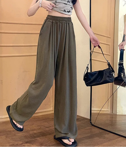 Colorful Ice Silk Baggy Straight Leg Pants