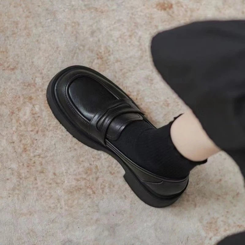 Loafers Round Toe Chunky Casual Office Shoes