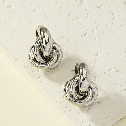 Gold SIlver Knot Hoop Twist Stud Earring