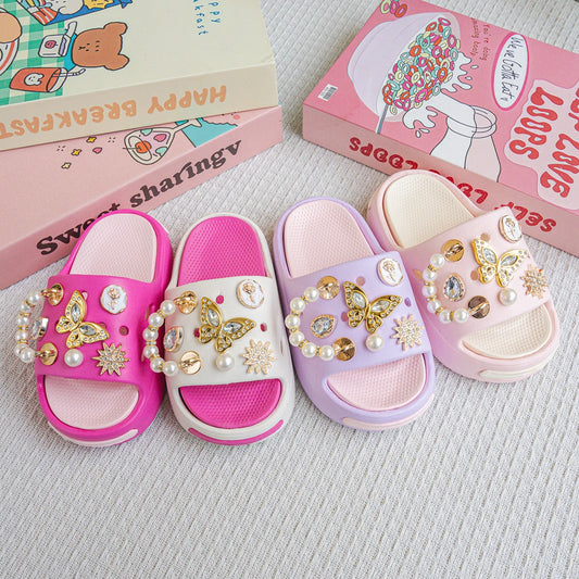 Cartoon Pearl Gold Butterfly Eva Slippers