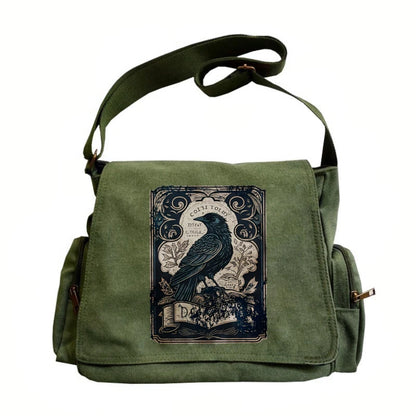 Vintage Raven Crossbody Messenger Bag