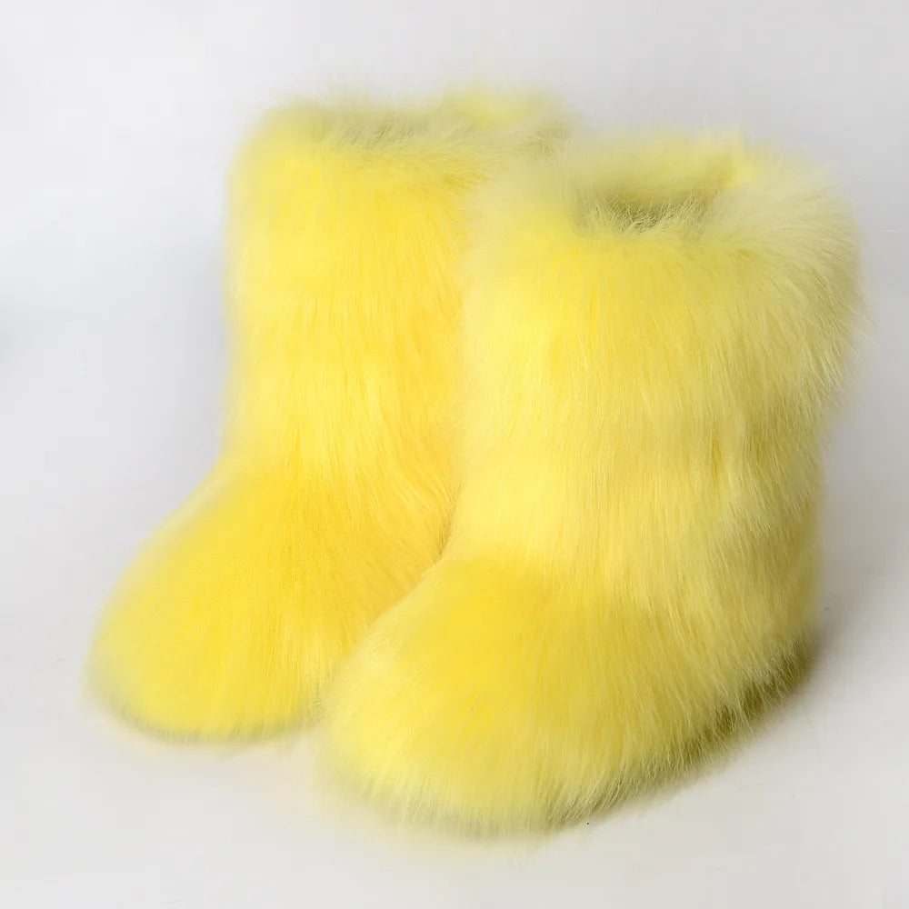 Snow Luxury Furry Faux Fox Fur Boots
