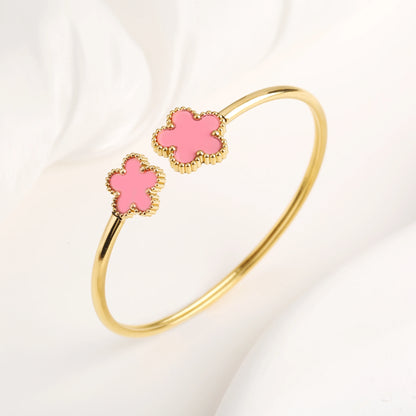 Shell Five-Leaf Flower Stainless Steel Bracelet