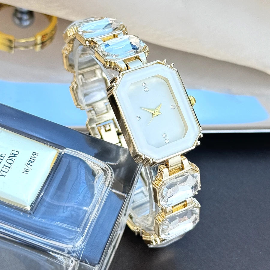 Rhinestone chain rectangular color case rhinesto watch
