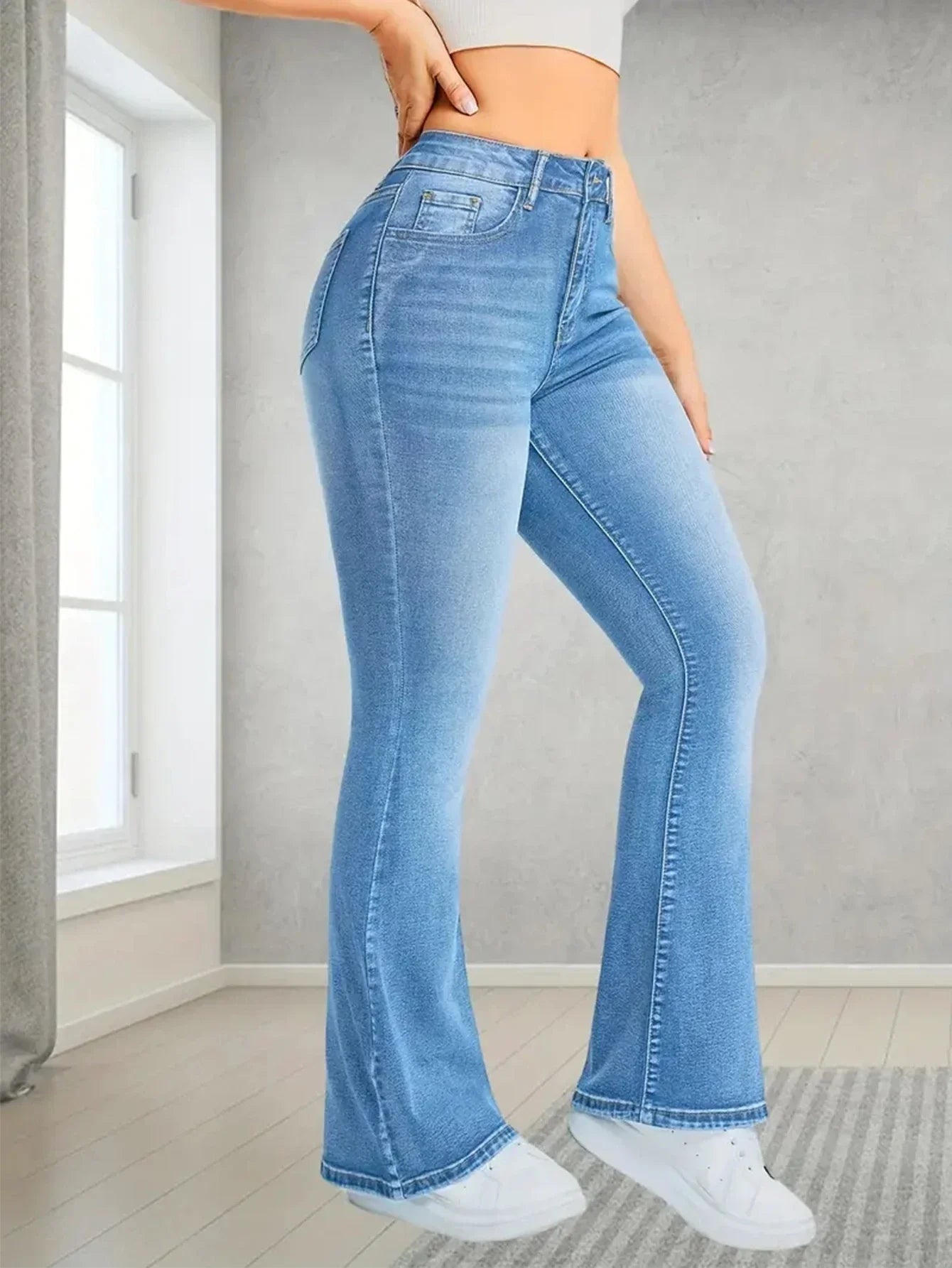 Casual High Waist Wide Leg Jeans Pants