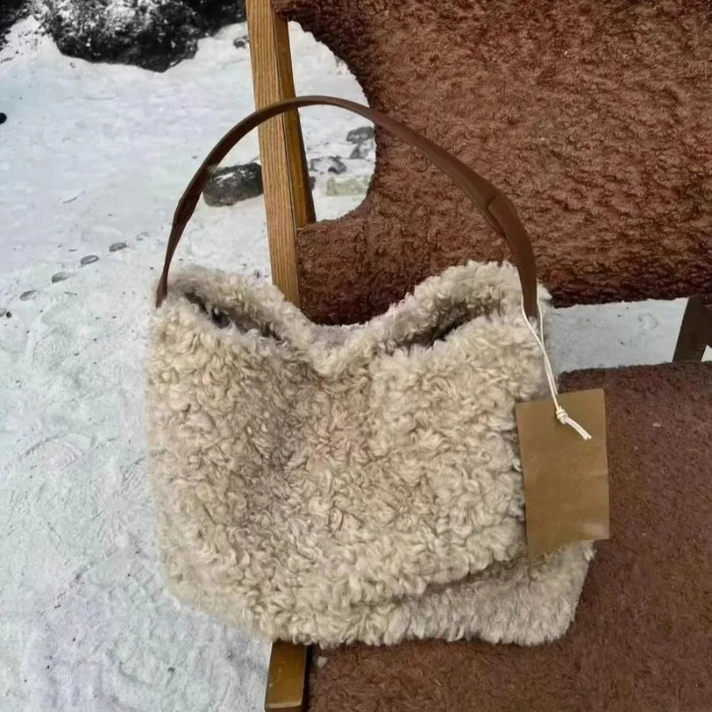 Autumn Winter Luxury Imitation Lamb Wool Shoulder Bag Handbag