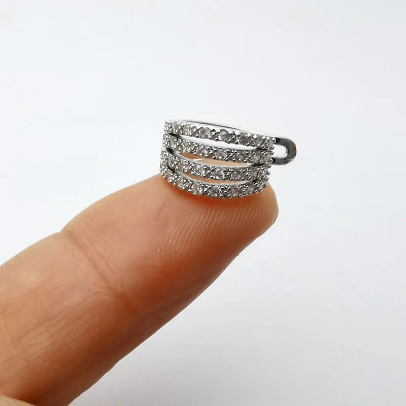 Geometry Crystal CZ  Leaf Clip Earring