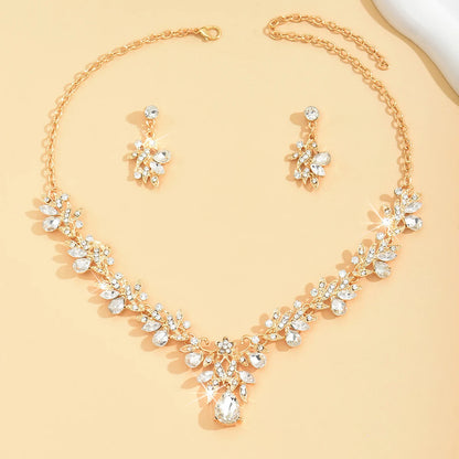 Cross Mirror Exaggerated Gemstone Necklace Set