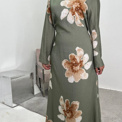 Arabesque Bell Sleeve Flowy Maxi Abaya Dress