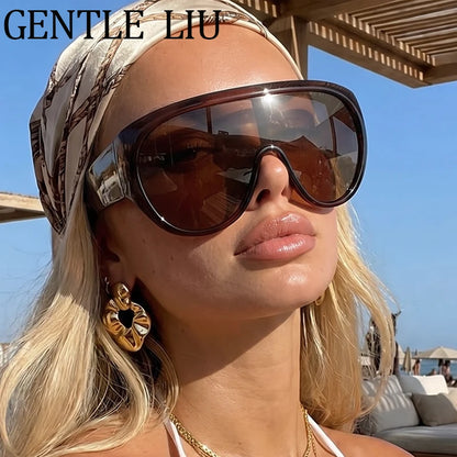 Oversized Shield Mask Steampunk Big Frame Sunglasses