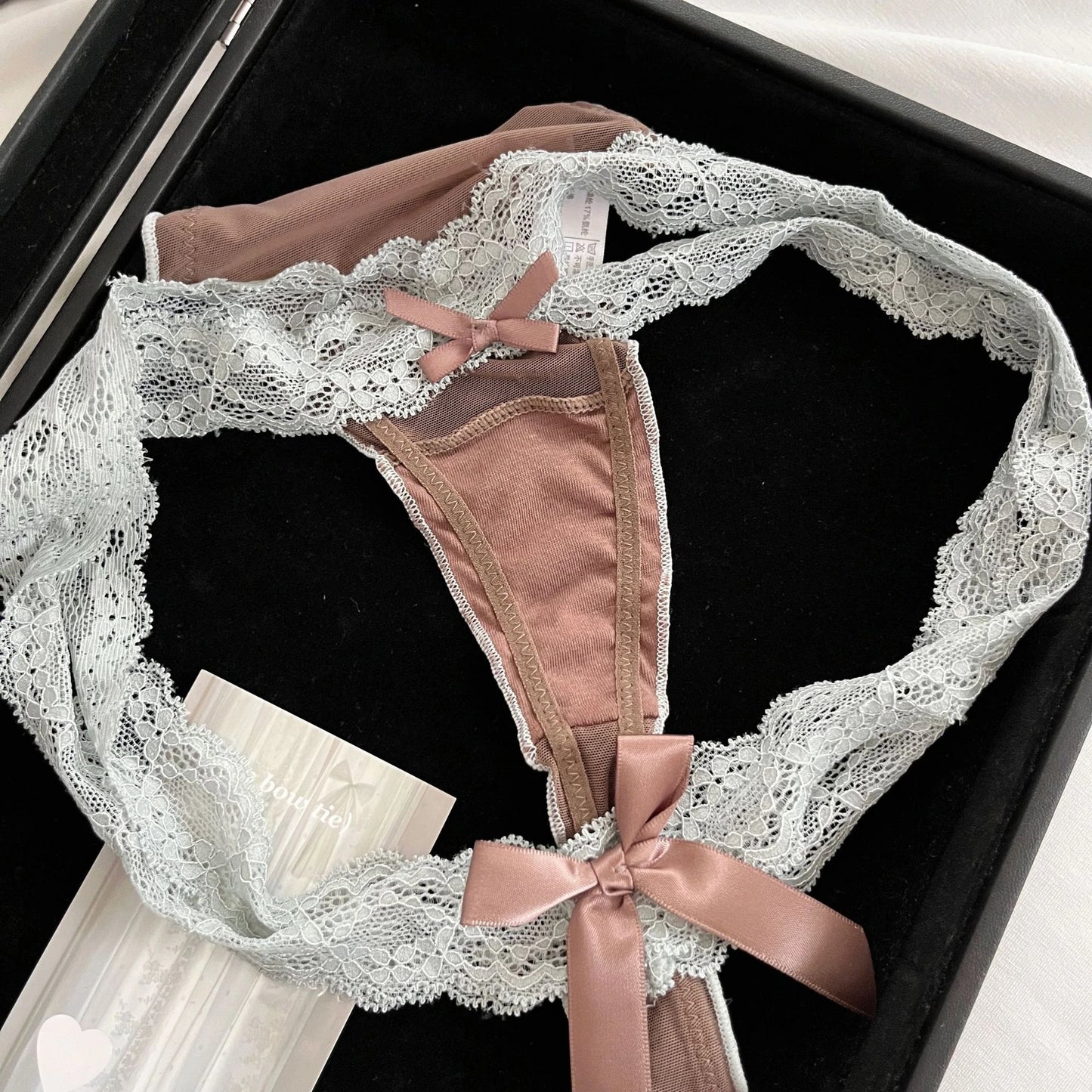 Low Waist G-String Mesh Bow G- String Lingerie