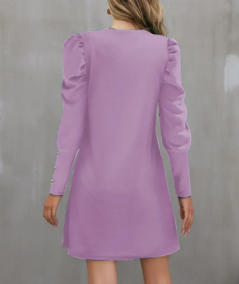 Round Neck Bubble Sleeve Dress